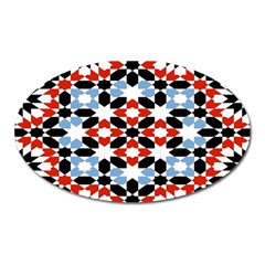 Oriental Star Plaid Triangle Red Black Blue White Oval Magnet by Alisyart