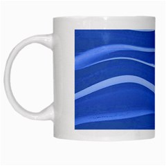 Lines Swinging Texture  Blue Background White Mugs by Amaryn4rt