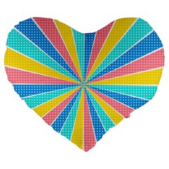 Rhythm Heaven Megamix Circle Star Rainbow Color Large 19  Premium Flano Heart Shape Cushions by Alisyart