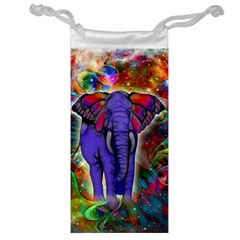 Abstract Elephant With Butterfly Ears Colorful Galaxy Jewelry Bag by EDDArt