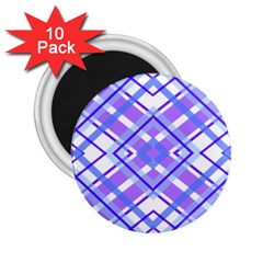 Geometric Plaid Pale Purple Blue 2 25  Magnets (10 Pack)  by Amaryn4rt