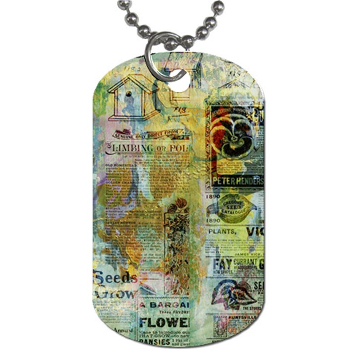 Old Newspaper And Gold Acryl Painting Collage Dog Tag (Two Sides)