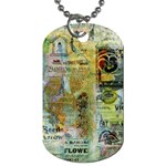 Old Newspaper And Gold Acryl Painting Collage Dog Tag (Two Sides) Back