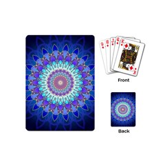 Power Flower Mandala   Blue Cyan Violet Playing Cards (mini)  by EDDArt