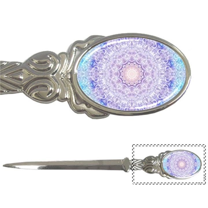 India Mehndi Style Mandala   Cyan Lilac Letter Openers