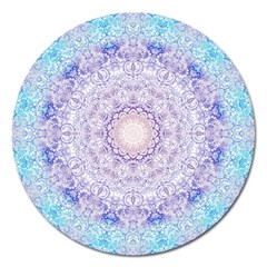 India Mehndi Style Mandala   Cyan Lilac Magnet 5  (round) by EDDArt