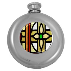 A Detail Of A Stained Glass Window Round Hip Flask (5 Oz) by Amaryn4rt