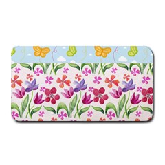 Watercolor Flowers And Butterflies Pattern Medium Bar Mats