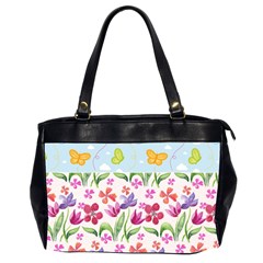Watercolor Flowers And Butterflies Pattern Office Handbags (2 Sides)  by TastefulDesigns