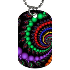 Fractal Background With High Quality Spiral Of Balls On Black Dog Tag (one Side) by Amaryn4rt