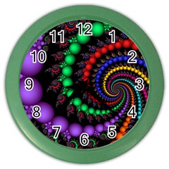 Fractal Background With High Quality Spiral Of Balls On Black Color Wall Clocks by Amaryn4rt