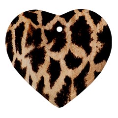 Yellow And Brown Spots On Giraffe Skin Texture Ornament (heart) by Amaryn4rt