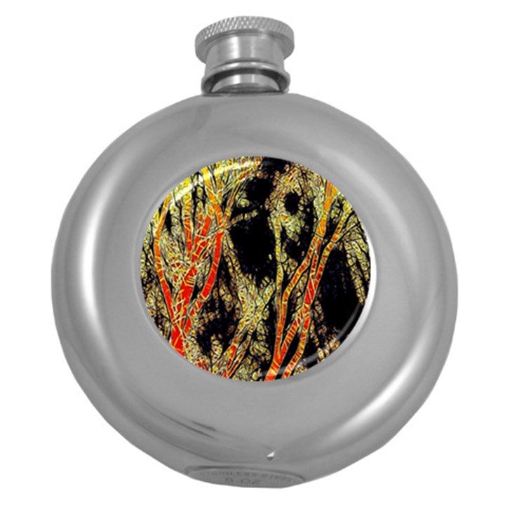 Artistic Effect Fractal Forest Background Round Hip Flask (5 oz)