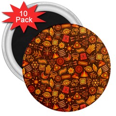 Pattern Background Ethnic Tribal 3  Magnets (10 Pack)  by Simbadda