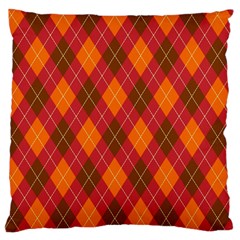Argyle Pattern Background Wallpaper In Brown Orange And Red Large Cushion Case (two Sides) by Simbadda