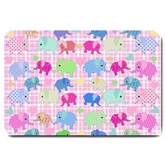 Cute Elephants  Large Doormat  by Valentinaart