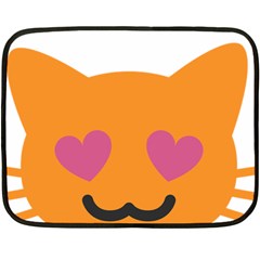 Smile Face Cat Orange Heart Love Emoji Fleece Blanket (mini) by Alisyart