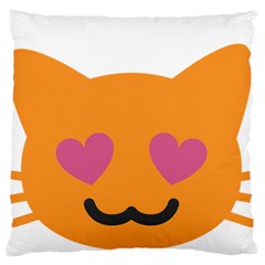 Smile Face Cat Orange Heart Love Emoji Large Cushion Case (two Sides) by Alisyart
