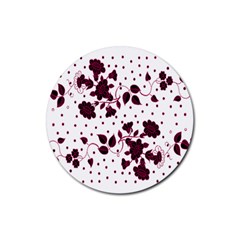 Floral Pattern Rubber Coaster (round)  by Simbadda