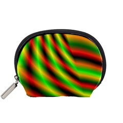 Neon Color Fractal Lines Accessory Pouches (small)  by Simbadda
