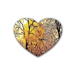 Summer Sun Set Fractal Forest Background Heart Coaster (4 Pack)  by Simbadda