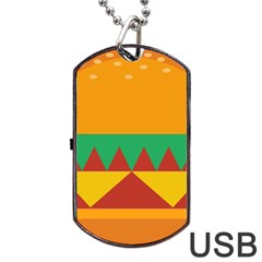 Burger Bread Food Cheese Vegetable Dog Tag Usb Flash (one Side) by Simbadda