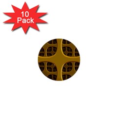 Golden Fractal Window 1  Mini Buttons (10 Pack)  by Simbadda