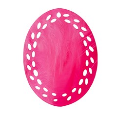 Very Pink Feather Oval Filigree Ornament (two Sides) by Simbadda