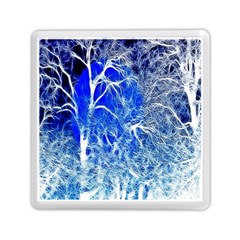 Winter Blue Moon Fractal Forest Background Memory Card Reader (square)  by Simbadda