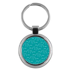 Digital Art Minimalism Abstract Candles Blue Background Fire Key Chains (round)  by Simbadda