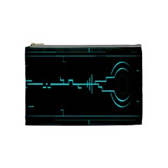 Blue Aqua Digital Art Circuitry Gray Black Artwork Abstract Geometry Cosmetic Bag (medium)  by Simbadda