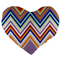 Chevron Wave Color Rainbow Triangle Waves Grey Large 19  Premium Heart Shape Cushions by Alisyart