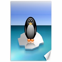 Penguin Ice Floe Minimalism Antarctic Sea Canvas 12  X 18  