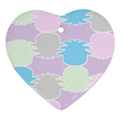 Pineapple Puffle Blue Pink Green Purple Heart Ornament (two Sides) by Alisyart