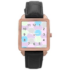 Pineapple Puffle Blue Pink Green Purple Rose Gold Leather Watch  by Alisyart