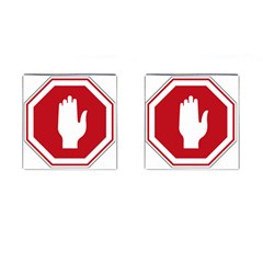 Road Sign Stop Hand Finger Cufflinks (square) by Alisyart