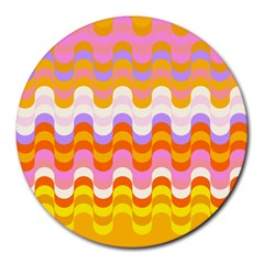 Dna Early Childhood Wave Chevron Rainbow Color Round Mousepads by Alisyart