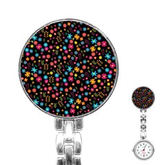 Floral Pattern Stainless Steel Nurses Watch by Valentinaart