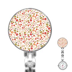 Floral Pattern Stainless Steel Nurses Watch by Valentinaart