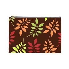 Leaves Wallpaper Pattern Seamless Autumn Colors Leaf Background Cosmetic Bag (large)  by Simbadda