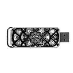 Geometric Line Art Background In Black And White Portable Usb Flash (two Sides) by Simbadda