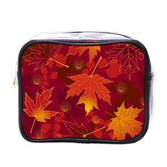 Autumn Leaves Fall Maple Mini Toiletries Bags by Simbadda