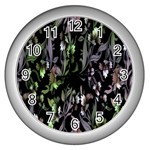Floral Pattern Background Wall Clocks (Silver) 