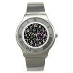 Floral Pattern Background Stainless Steel Watch