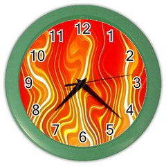 Fire Flames Abstract Background Color Wall Clocks by Simbadda