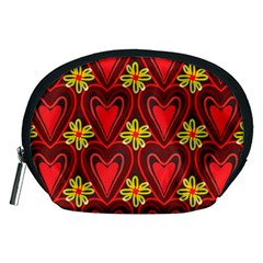 Digitally Created Seamless Love Heart Pattern Tile Accessory Pouches (medium)  by Simbadda