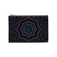 Cyan Yellow Magenta Kaleidoscope Cosmetic Bag (medium)  by Simbadda