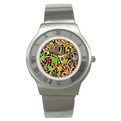 Floral Pattern Stainless Steel Watch by Valentinaart
