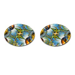 Random Fractal Background Image Cufflinks (oval) by Simbadda