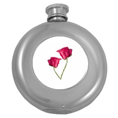 Red Roses Photo Round Hip Flask (5 Oz) by dflcprints